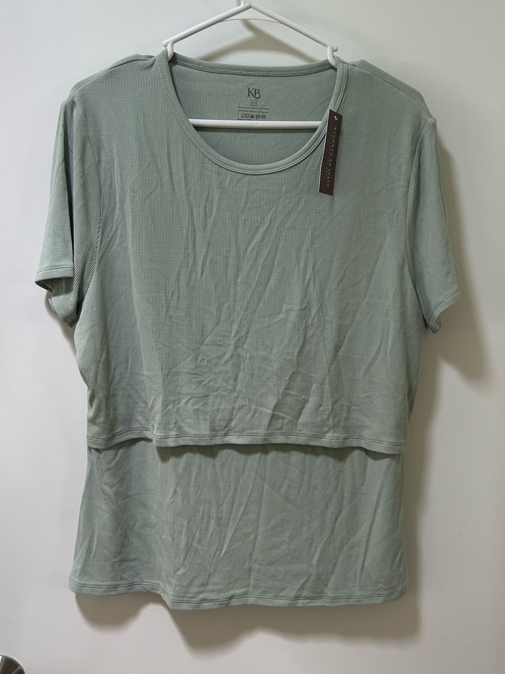 Kindred Bravely Ribbed Bamboo Crew Cut Nursing Tee Size 1X in Aqua Mist